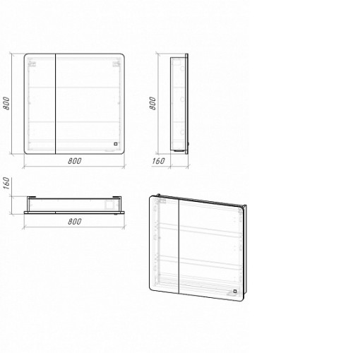 Шкаф-зеркало GROSSMAN АДЕЛЬ 80 см с LED подсветкой 208004