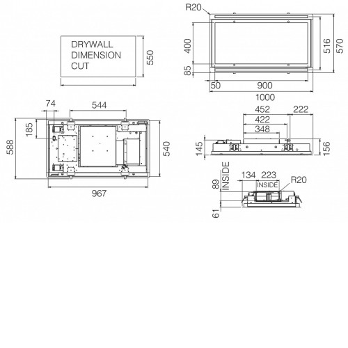 Вытяжка ELICA HILIGHT GLASS NO MOTOR WH/A/100
