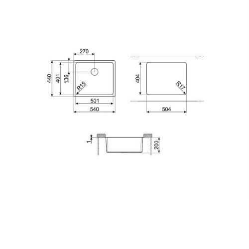 Кухонная мойка SMEG VSTR50CUX
