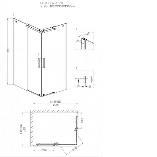 Душевое ограждение GROSSMAN GR-1120L Cosmo