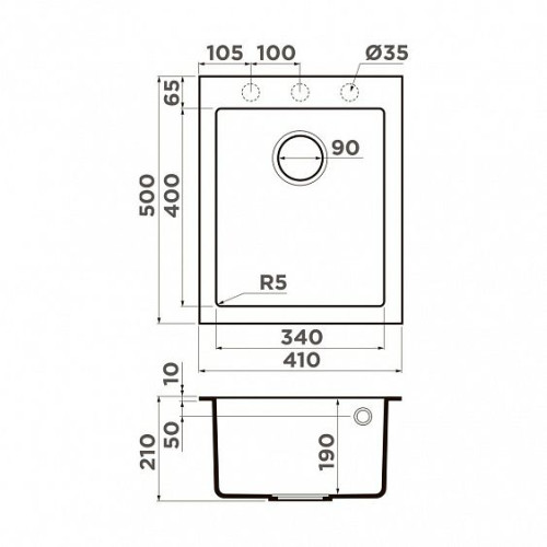 Кухонная мойка OMOIKIRI Bosen 41-GR (4993543)