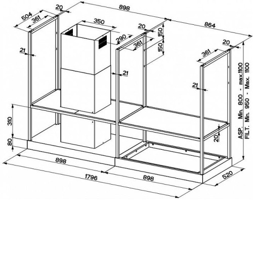 Вытяжка FABER T-SHELF EV8 TITANIUM MATT A180