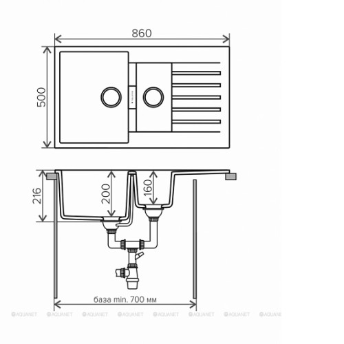 Кухонная мойка TOLERO TL-860-923 белый