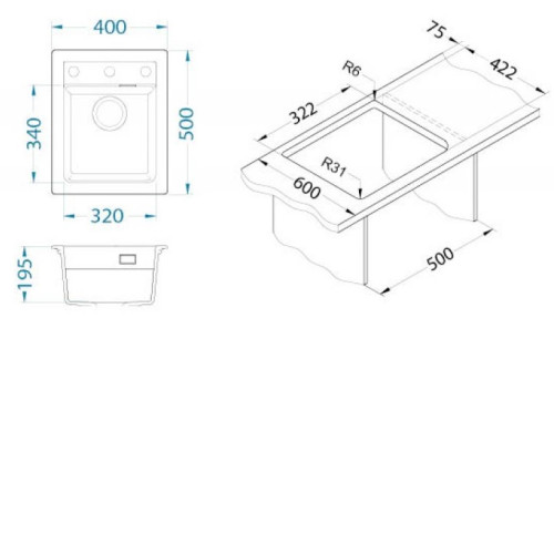 Кухонная мойка ALVEUS GRANITAL ATROX 10 CONCRETE - G81 1139770