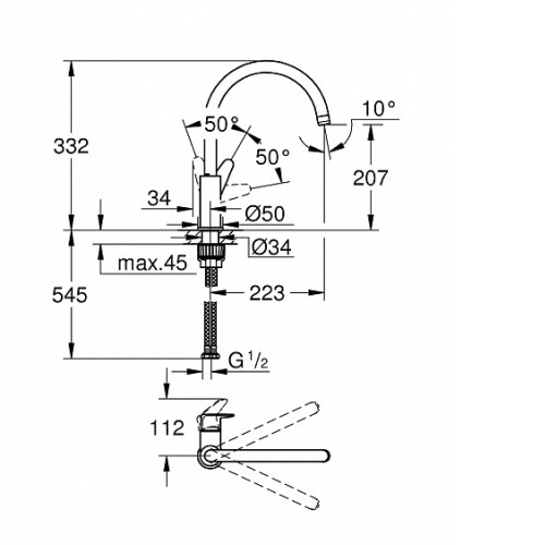 Смеситель GROHE BauCurve 31231001 хром