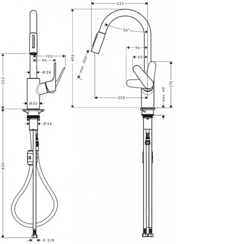 Смеситель HANSGROHE Focus 240 31815670 черный матовый