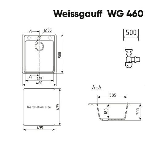 Кухонная мойка WEISSGAUFF WG 46008 Anthracite