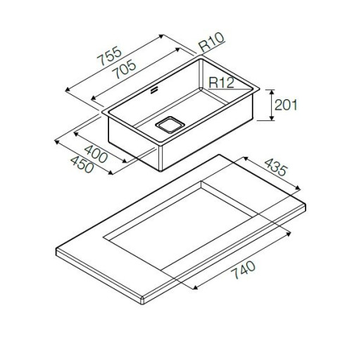 Кухонная мойка FULGOR P1B 7545 Q F-SF