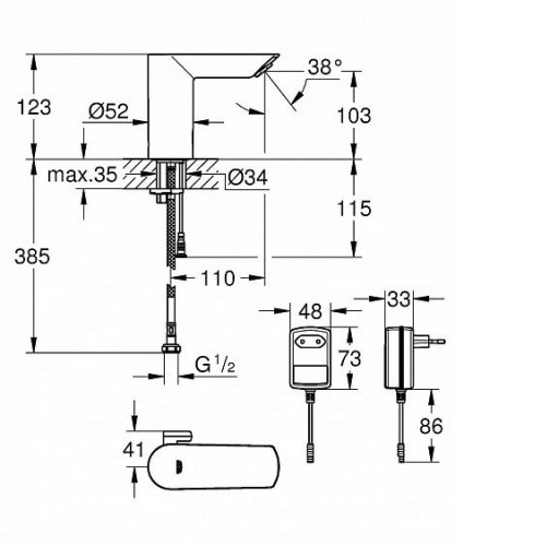 Смеситель GROHE Bau Cosmopolitan E 36453000