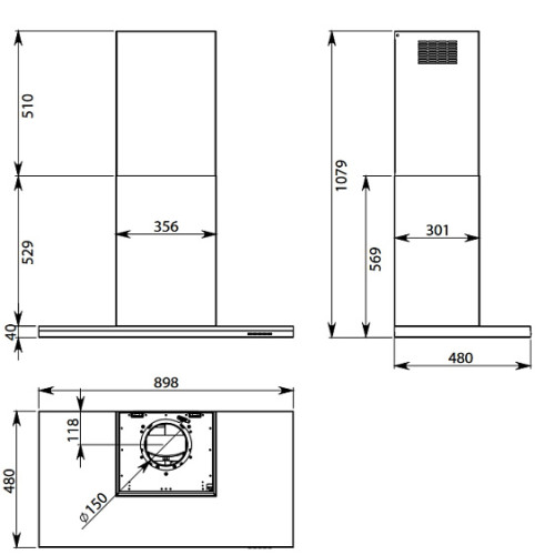 Вытяжка FALMEC LUMEN NRS 90 (CLUN90.E14P2#NEUI490F)