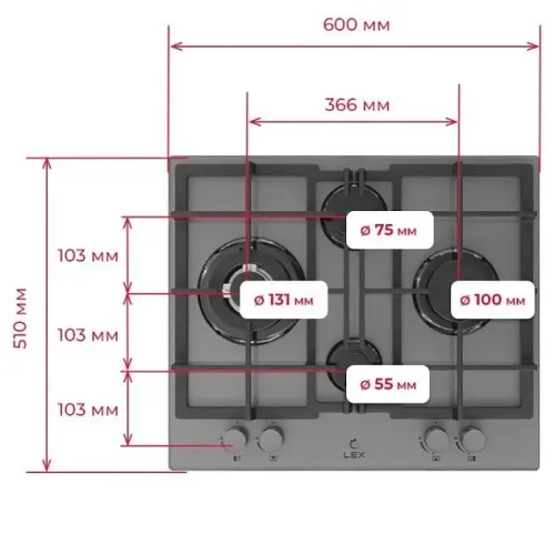 Варочная поверхность LEX GVG 647 GR