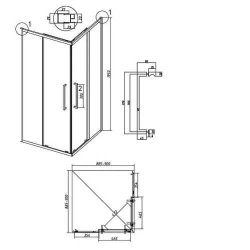 Душевое ограждение GROSSMAN 300.K33.02.9090.21.02 черный матовый