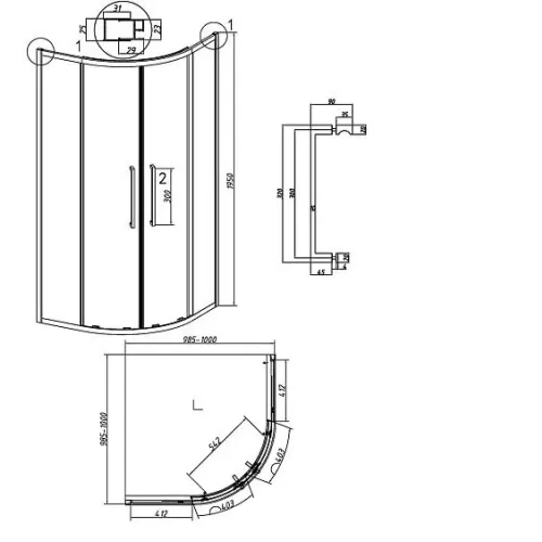 Душевое ограждение GROSSMAN 301.K33.02.1010.10.02 хром