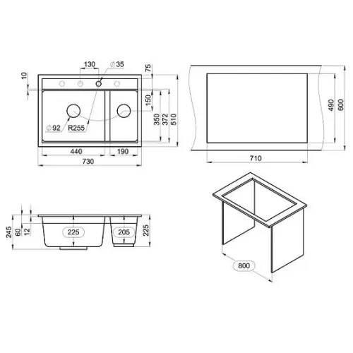 Кухонная мойка GRANULA KS-7302i шварц