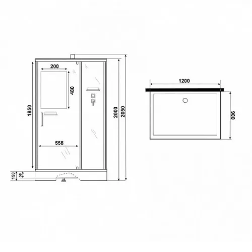 Душевая кабина NIAGARA Standart ST120/90/15Q/BL/BK