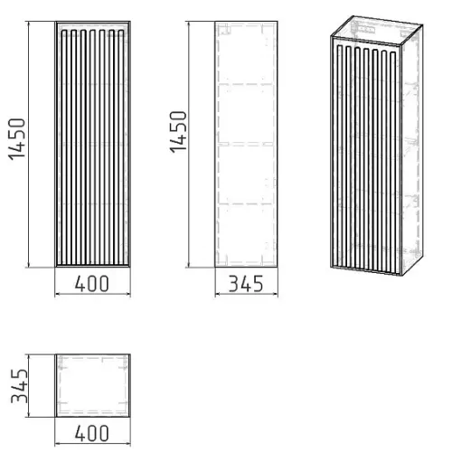 Пенал GROSSMAN КРИСТАЛЛ 35 см графит матовый 303543