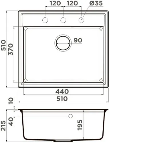 Кухонная мойка OMOIKIRI Daisen 51-PA (4997576)