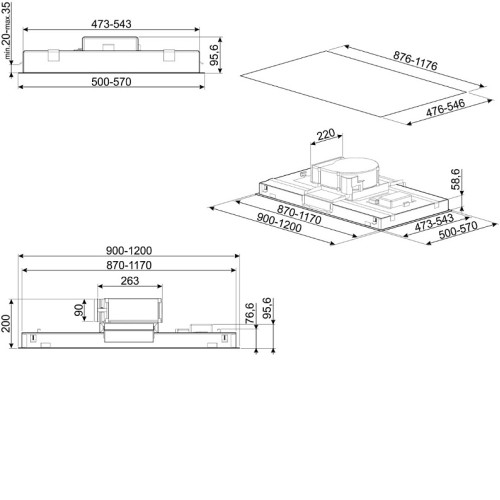 Вытяжка SMEG KLT90LWHS
