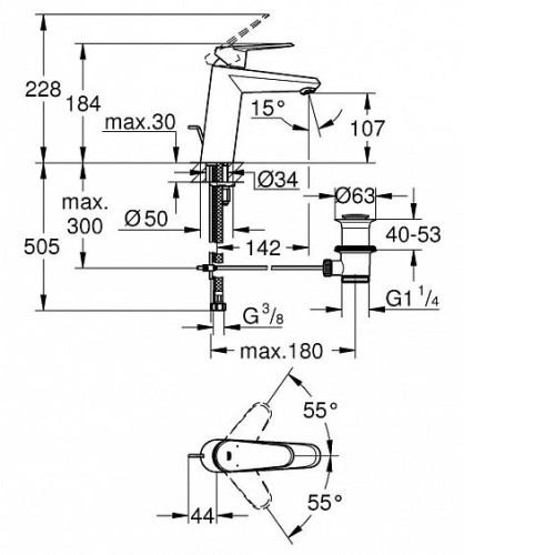 Смеситель GROHE Eurodisc Cosmopolitan 23448002