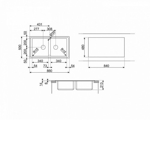 Кухонная мойка SMEG LDR862-2