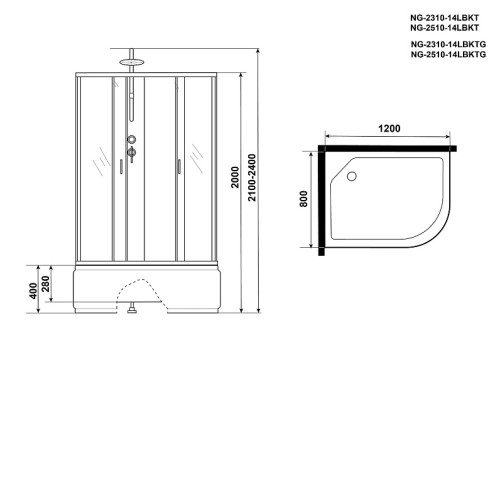 Душевая кабина NIAGARA NG-2510-14LBKTG