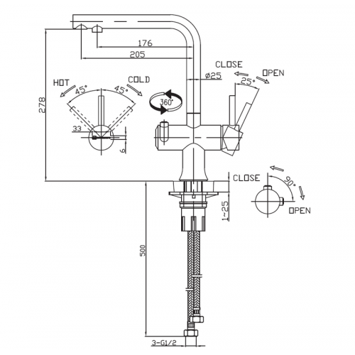 Смеситель для мойки OMOIKIRI hotaru-gm-wh 4994053