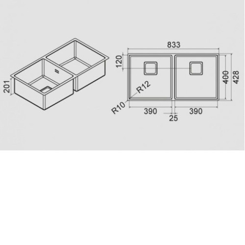 Кухонная мойка FULGOR P2B 8343 Q U