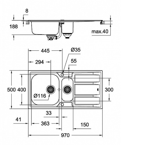 Кухонная мойка GROHE K400 31567SD0