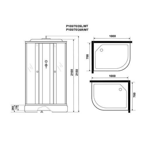 Душевая кабина NIAGARA Promo P100/70/26L/MT