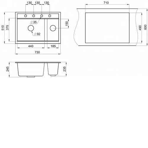Кухонная мойка GRANULA KS-7302 арктик