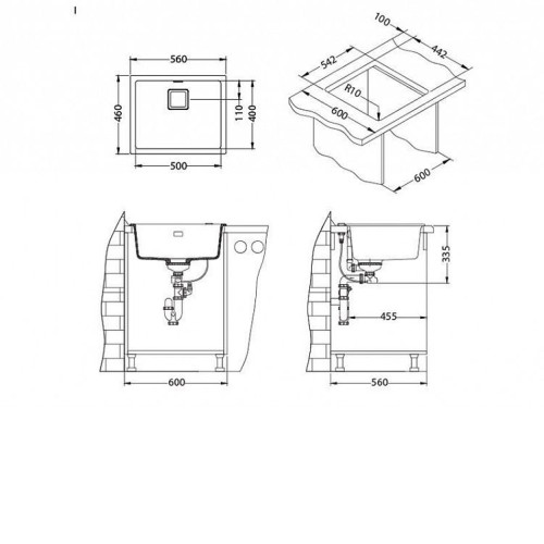 Кухонная мойка ALVEUS Quadrix 50 GRANITAL + STEEL-G04M