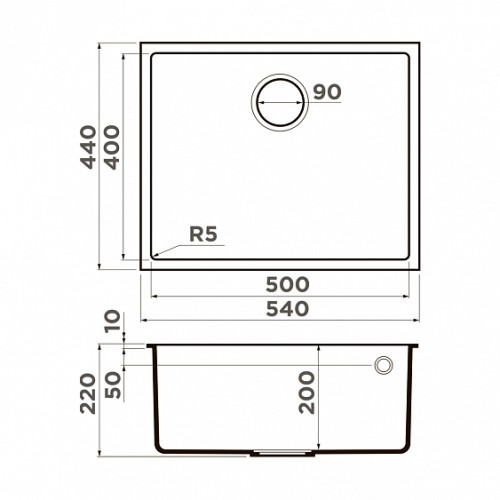 Кухонная мойка OMOIKIRI Bosen 54-U-GR (4993539)
