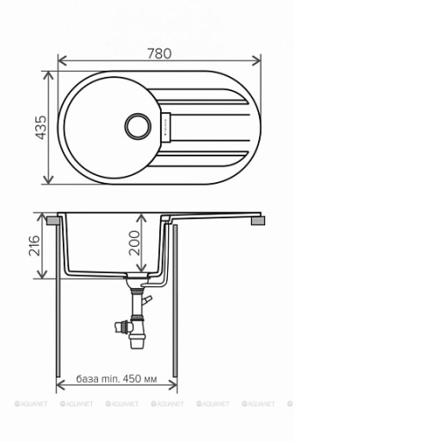 Кухонная мойка TOLERO TL-780-701 серый