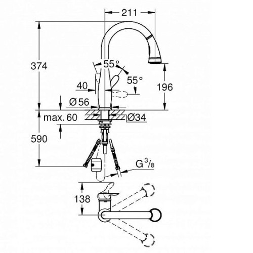 Смеситель GROHE Taron 33227IN0 хром