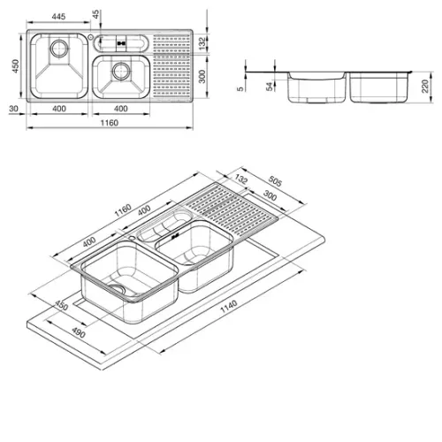 Кухонная мойка SMEG lts1163s2