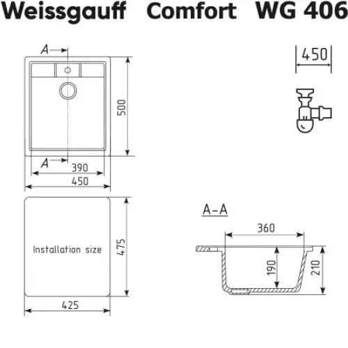 Кухонная мойка WEISSGAUFF WG 406308 Comfort Onyx