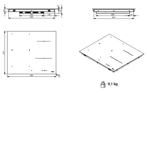 Варочная поверхность FALMEC PIANO INDUZIONE 58x51 MATT (P01F5851.00#ZZZC400F)