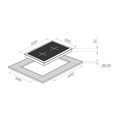 Газовая поверхность MAUNFELD mghg.32.21b_black glass (чёрное стекло+вставка)