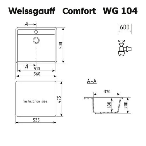 Кухонная мойка WEISSGAUFF WG 104310 Comfort Cold Grey