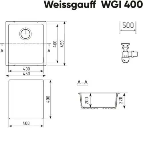 Кухонная мойка WEISSGAUFF WGI 40002 Beige
