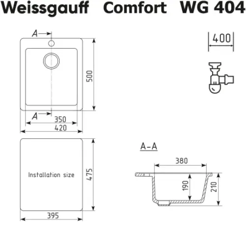 Кухонная мойка WEISSGAUFF WG 404310 Comfort Cold Grey