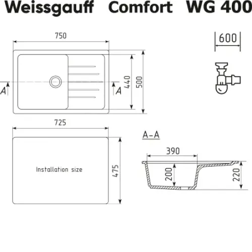 Кухонная мойка WEISSGAUFF WG 400328 Comfort Beige Sand
