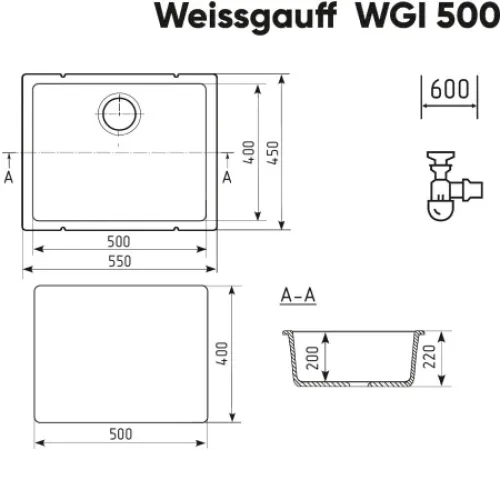 Кухонная мойка WEISSGAUFF WGI 50002 Beige