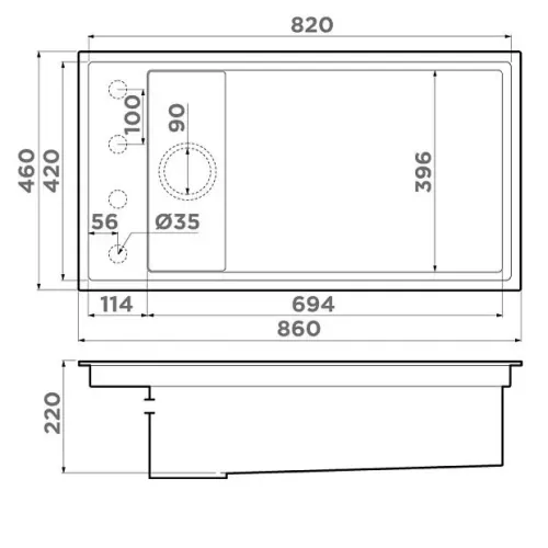 Кухонная мойка OMOIKIRI Kinaru PRO 86-U/I-MO (4997454)