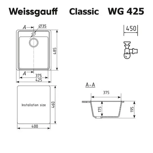 Кухонная мойка WEISSGAUFF WG 42501 Classic White