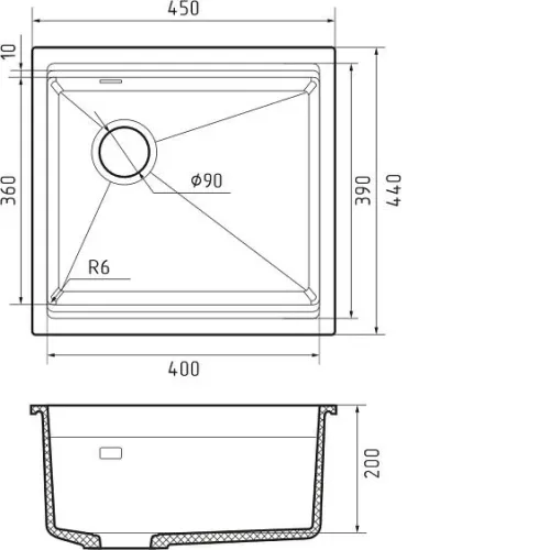 Кухонная мойка RIVELATO LINO 454-L antracite