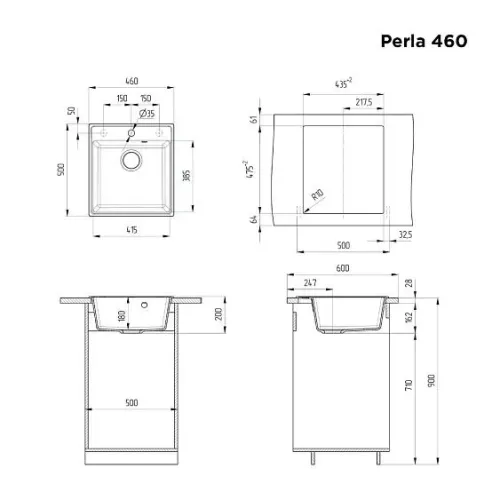 Кухонная мойка MAUNFELD Perla 460 MFQS-460DGR темно-серый