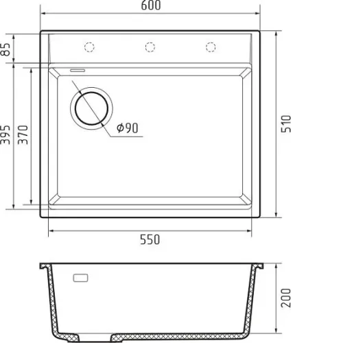 Кухонная мойка RIVELATO TESORO 605-L topazio