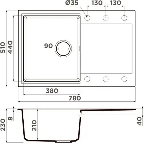 Кухонная мойка OMOIKIRI Daisen 78T-ES (4997215)