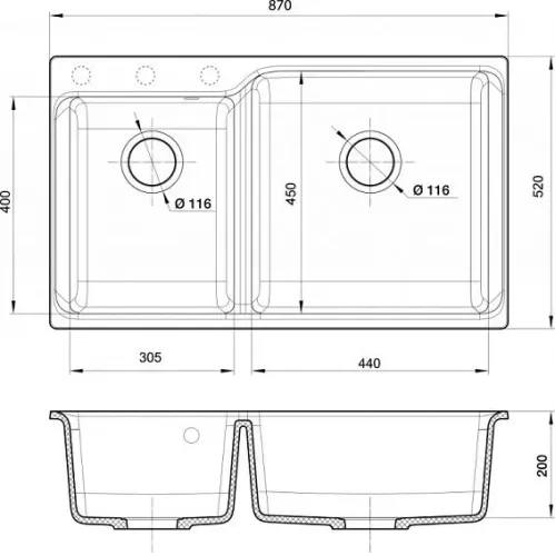 Кухонная мойка RIVELATO AXEL 90D nero